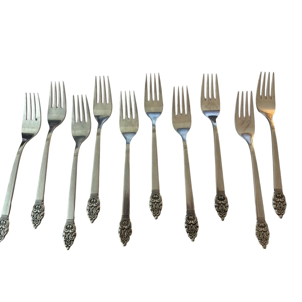 10 Oneida Nordic Crown Dinner Forks Oneidacraft Community Stainless Lot Vtg